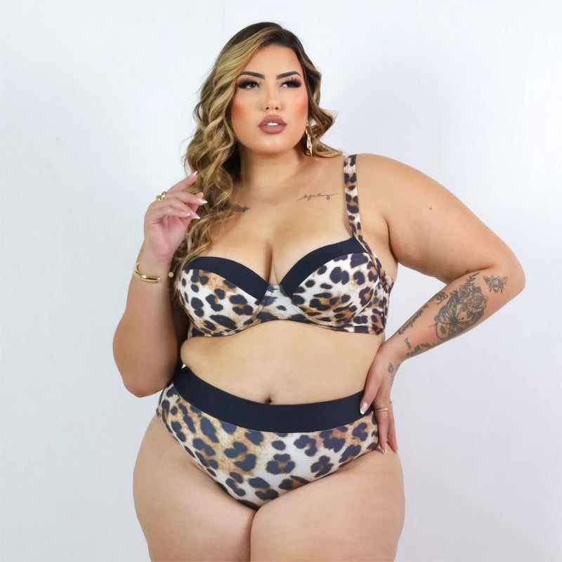 Biquini Plus Size Com Bojo Ref 2116 Estampa Onça