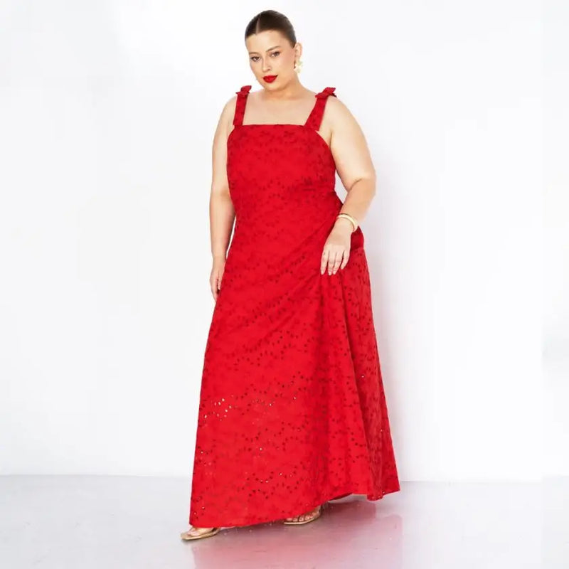 Vestido Longo Plus Size Sem Manga Ref 9398 Vermelho