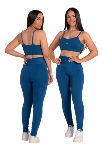 Conjunto Feminino Blackout Zero Transparência Tendencia Fit AZUL