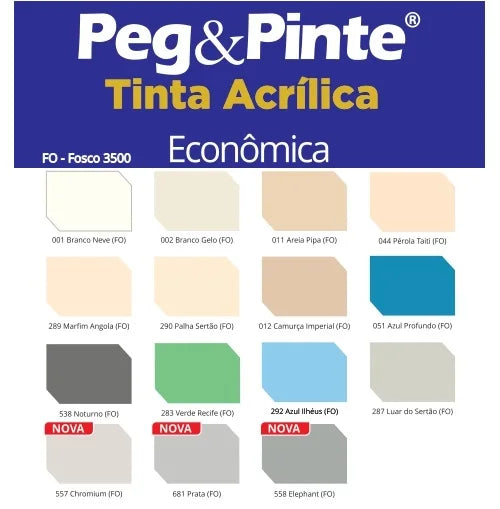 Latex Acrilico Fosco 18 litros Peg Pinte Eucatex