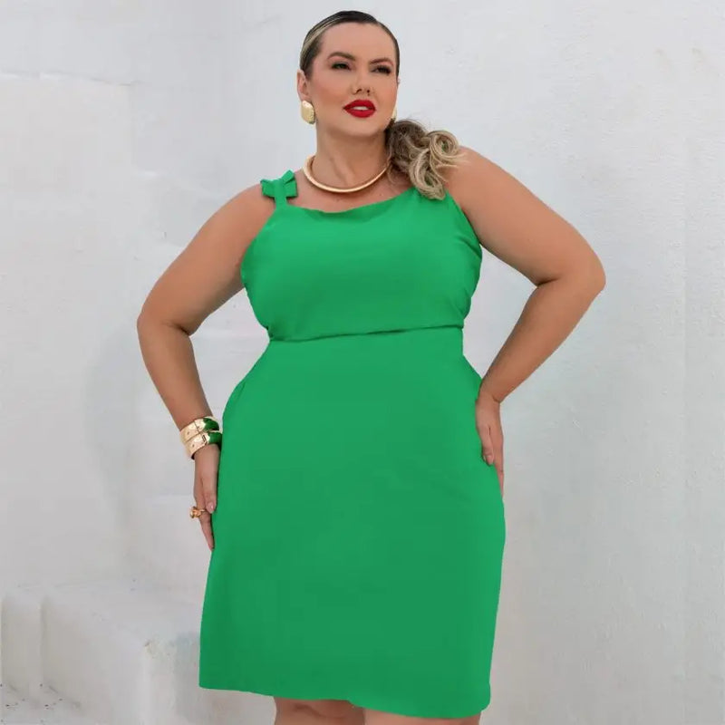 Vestido Plus Size Sem Manga Ref 900740 Verde